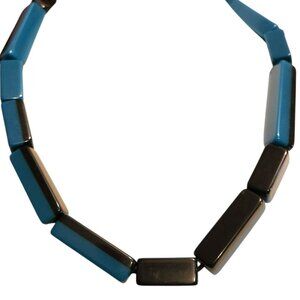 MARNI for H&M Chunky Resin Bead Necklace Black and Blue Statement 2012 Marni